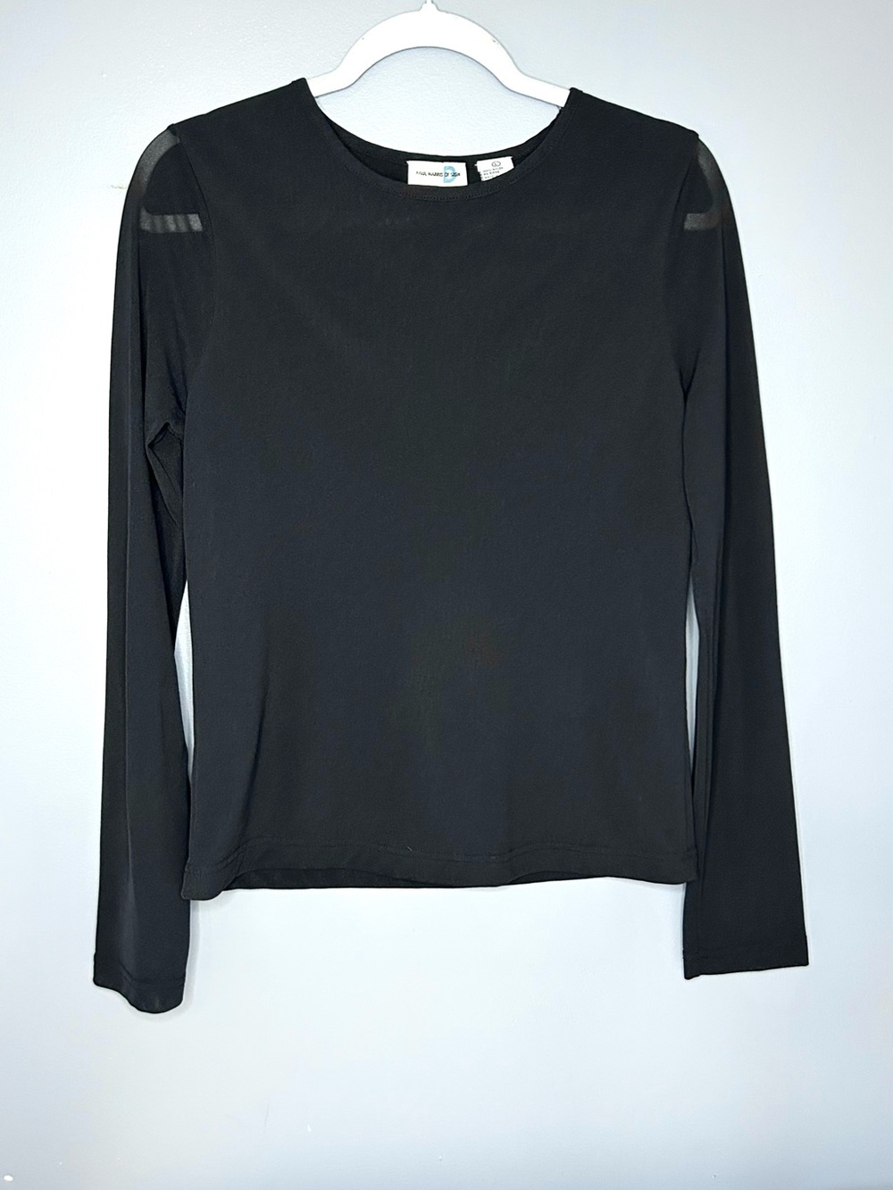 Paul Harris Design Top Womens L Black Mesh Sheer Long Sleeve 90s Goth Grunge Top